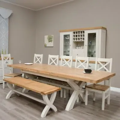 Winchcombe X-Leg Extending Dining Table with 4 Chairs and Bench image
