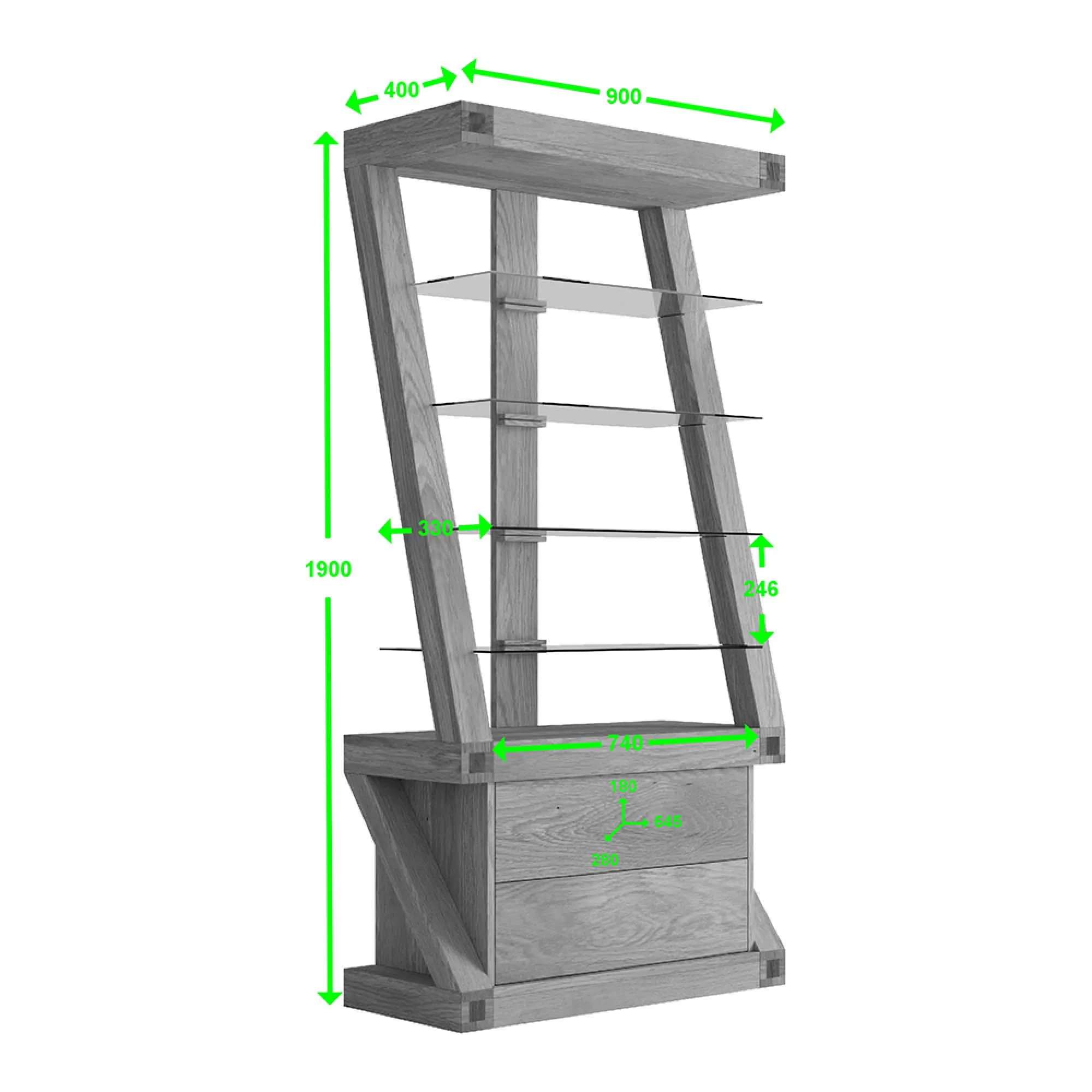 Ziggy Display Cabinet - Oak