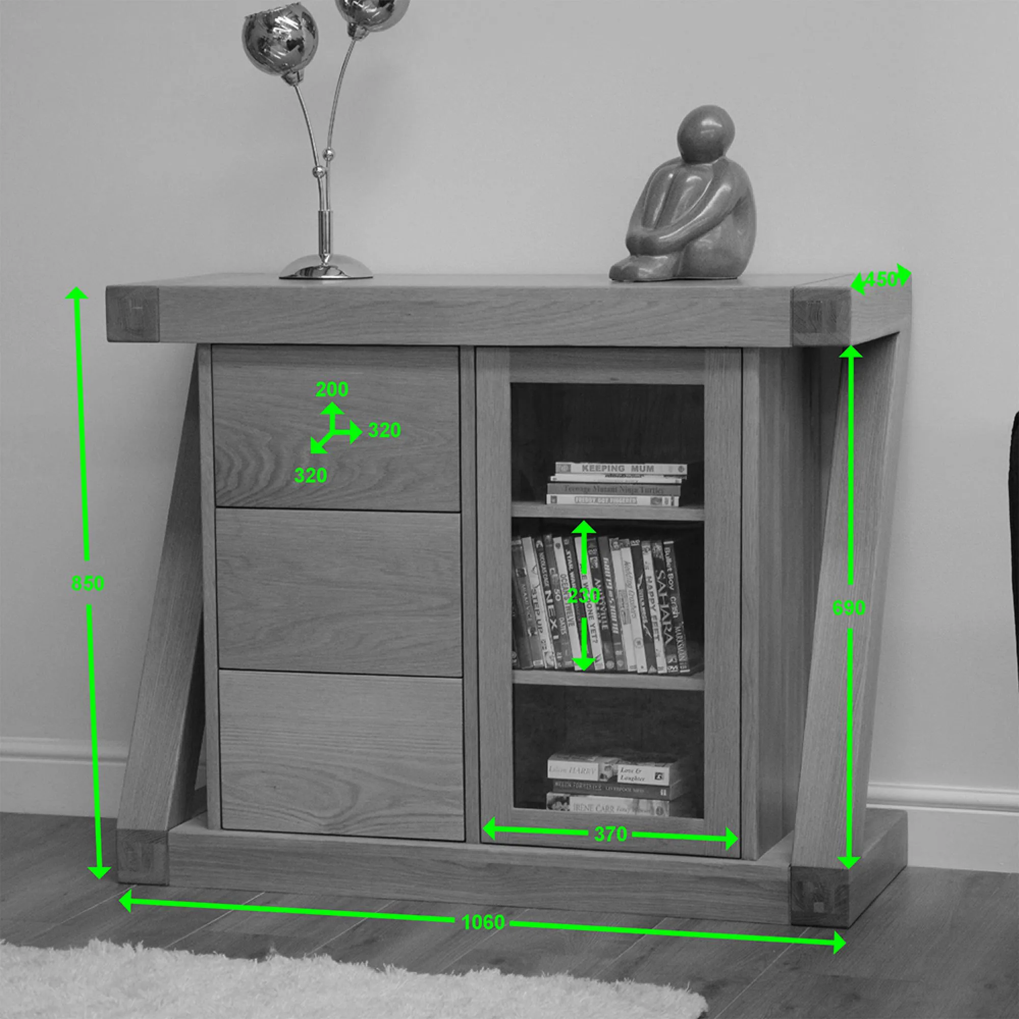 Ziggy Oak 1 Door Glazed Chest - Lacquered