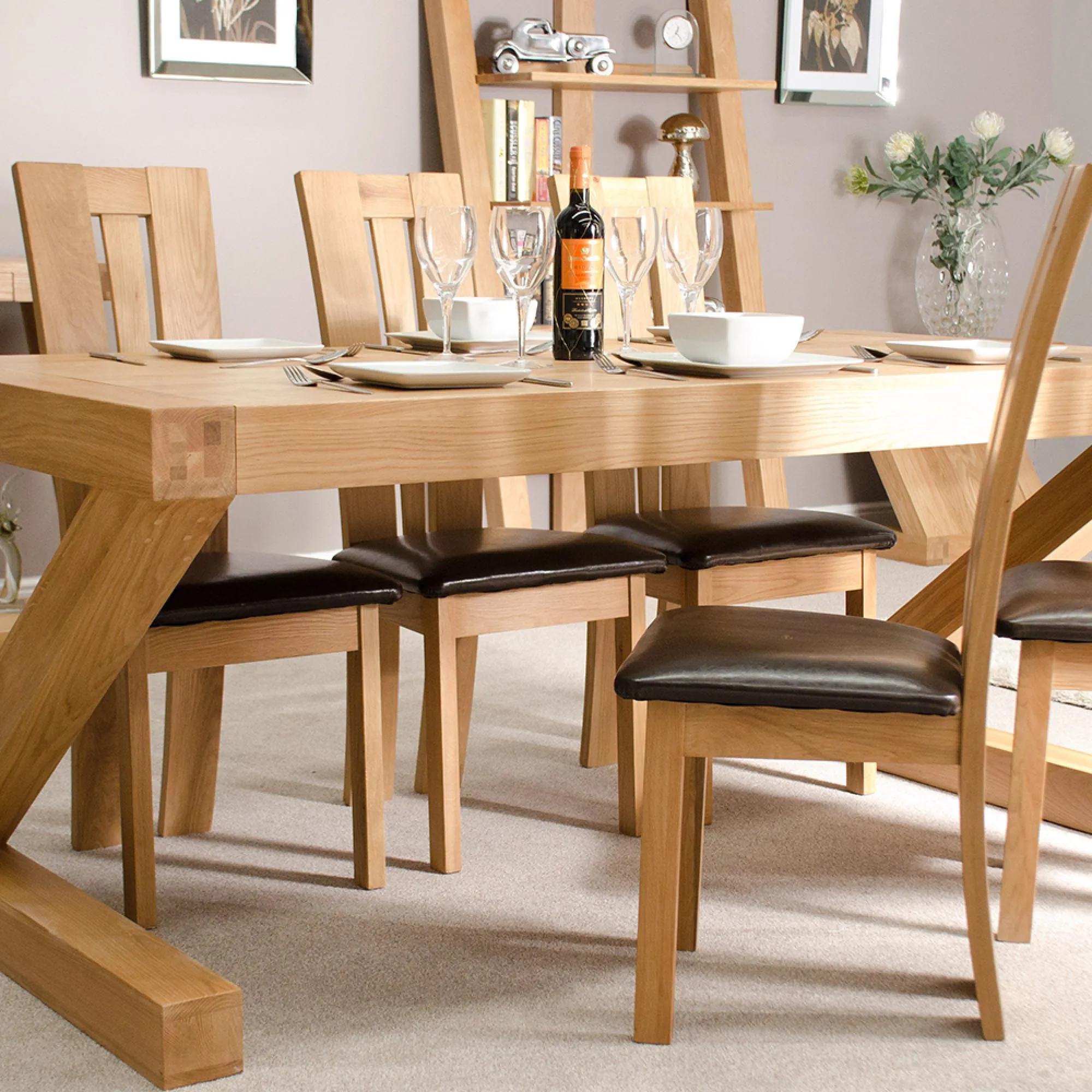 Ziggy Oak 6 Seater Dining Table - Lacquered
