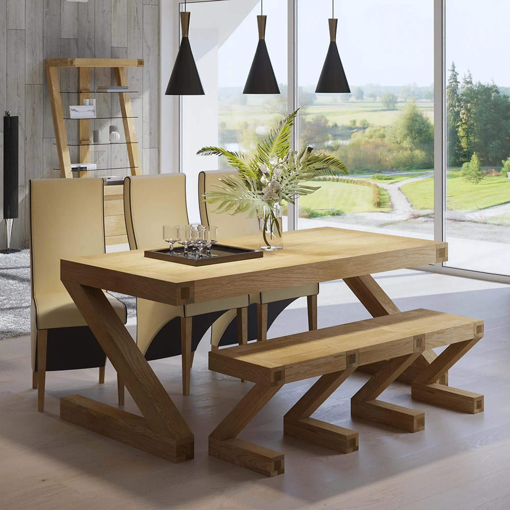 Ziggy Oak 6 Seater Dining Table - Lacquered