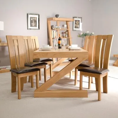 Ziggy Oak 6 Seater Dining Table - Lacquered