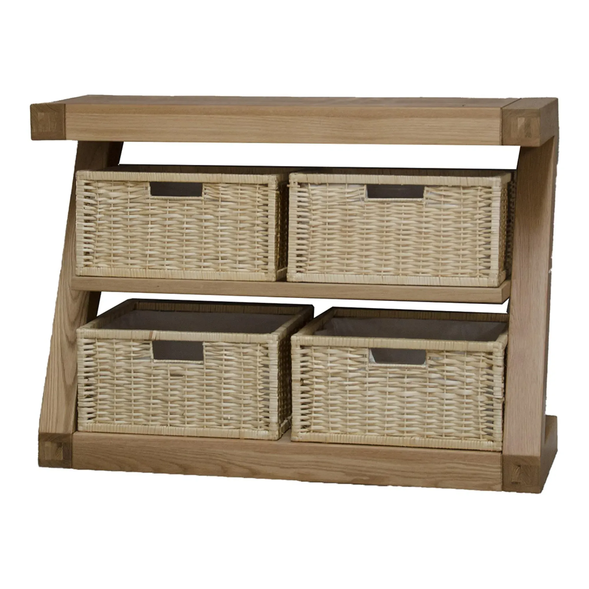 Ziggy Oak Basket Console Table - Lacquered