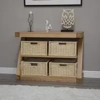 Ziggy Oak Basket Console Table - Lacquered