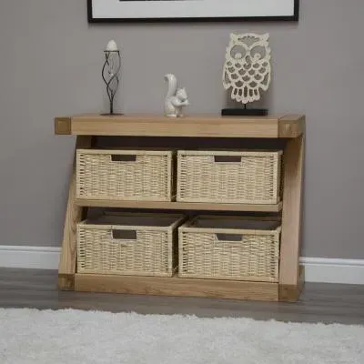 Ziggy Oak Basket Console Table - Lacquered