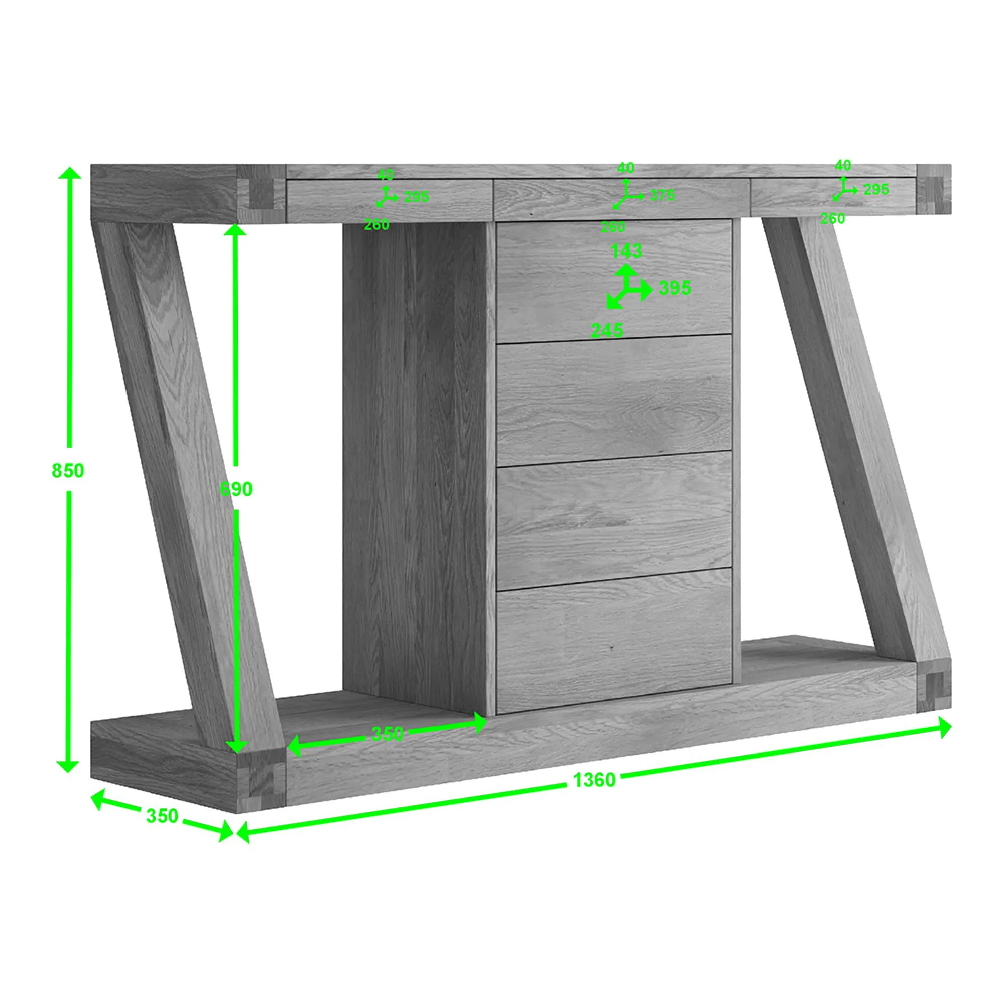 Ziggy Oak Console Table - Lacquered