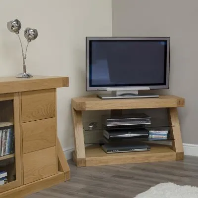 Ziggy Oak Corner TV Unit - Lacquered