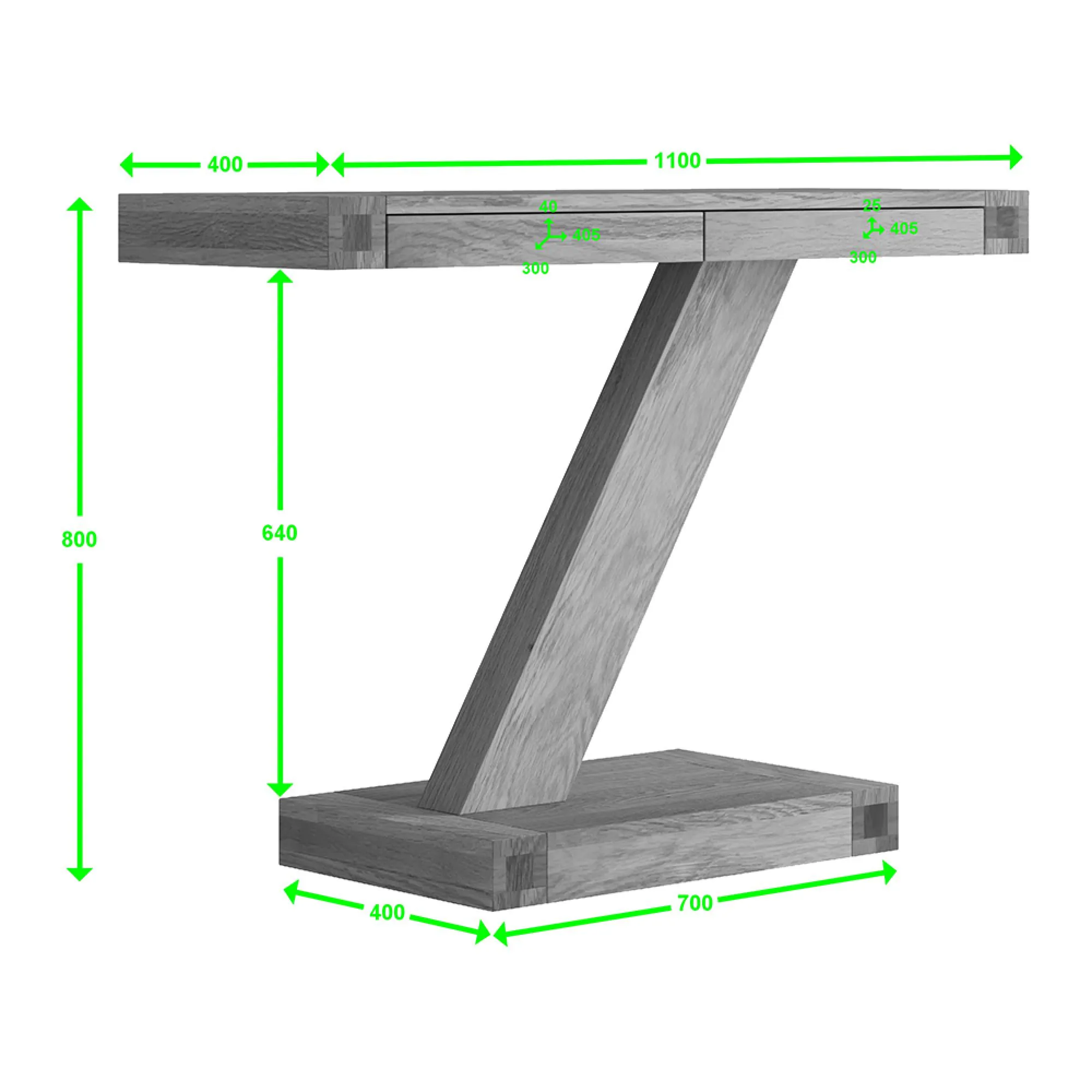 Ziggy Oak Large Console Table - Lacquered