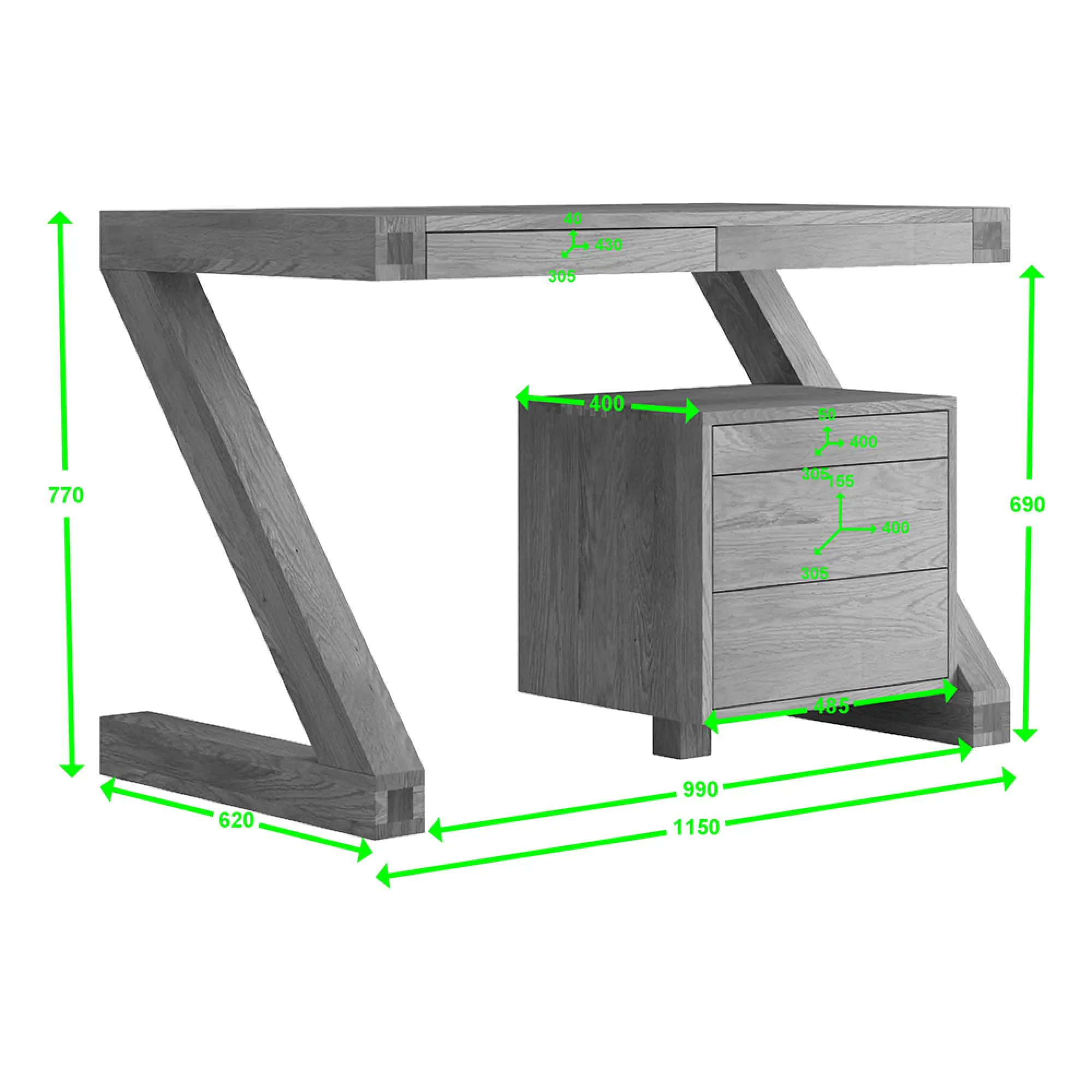 Ziggy Oak Small Desk - Lacquered