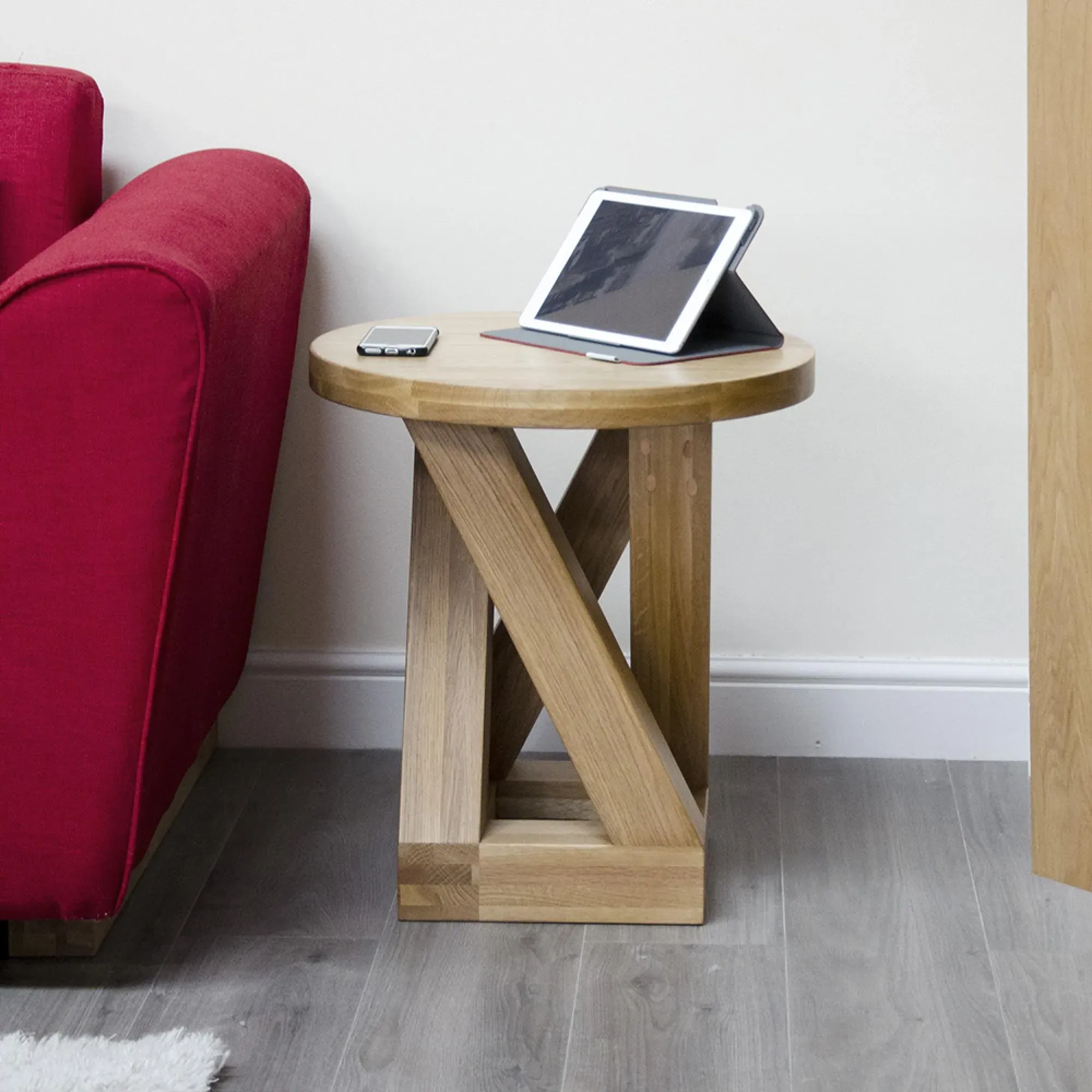 Ziggy Round Lamp Table - Oak
