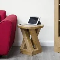 Ziggy Round Lamp Table - Oak