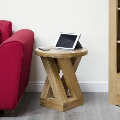 Ziggy Round Lamp Table - Oak