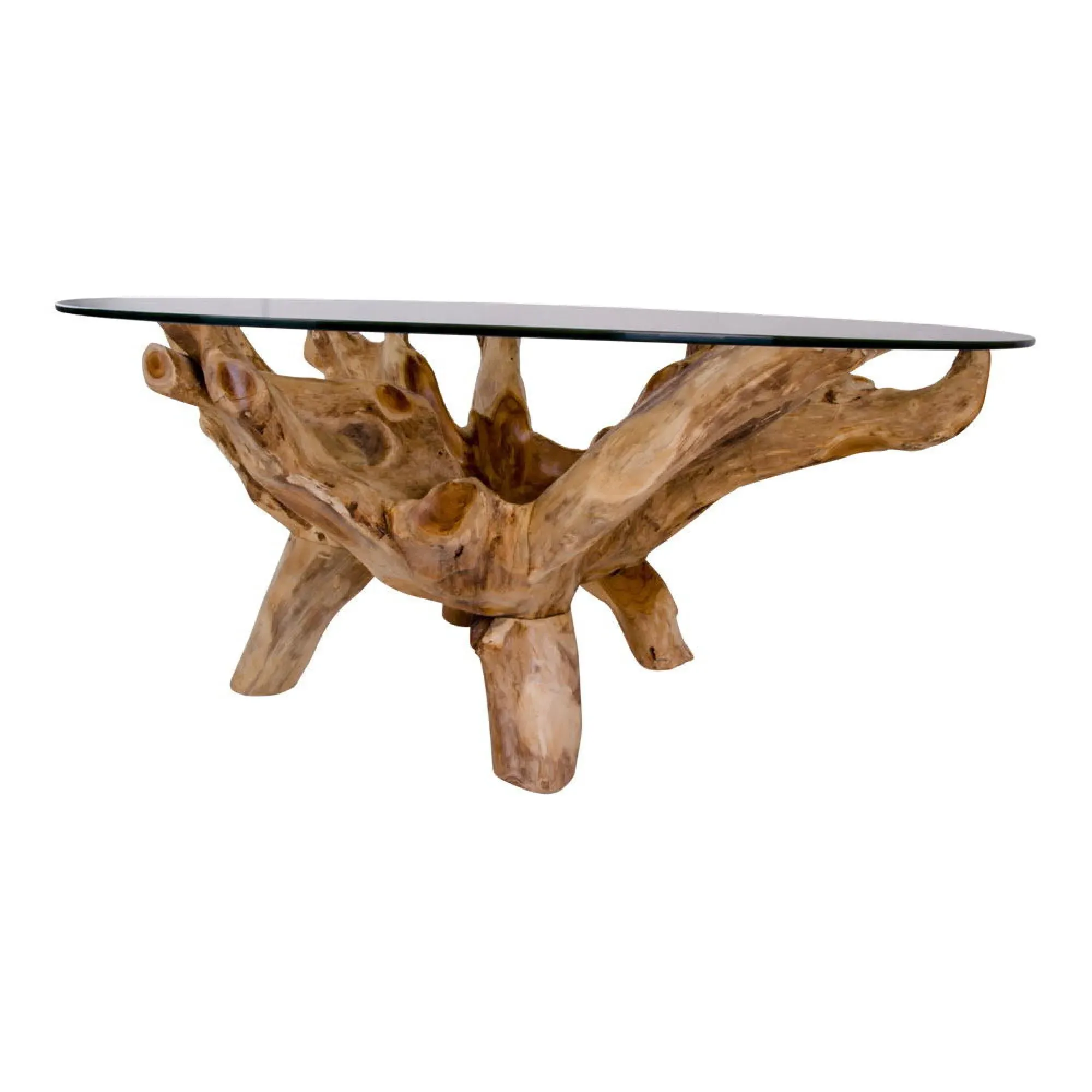 Amazonas Round Coffee Table - Natural, Teak Root Glass