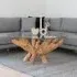 Amazonas Round Coffee Table - Natural, Teak Root Glass