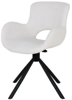 Amorim Swivel Dining Chair - White, Boucle Fabric