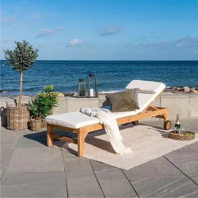 Andorra Garden Sunlounger - Natural, Teak Wood image
