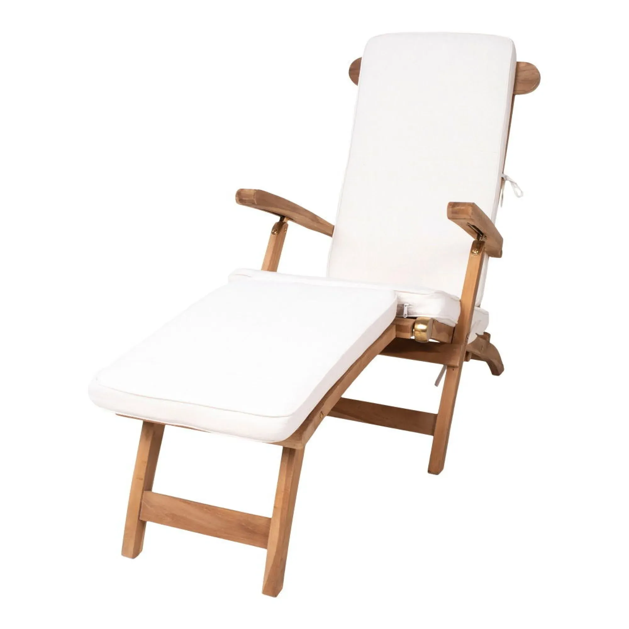 Arrecife Large Garden Deck Chair - White, Teak
