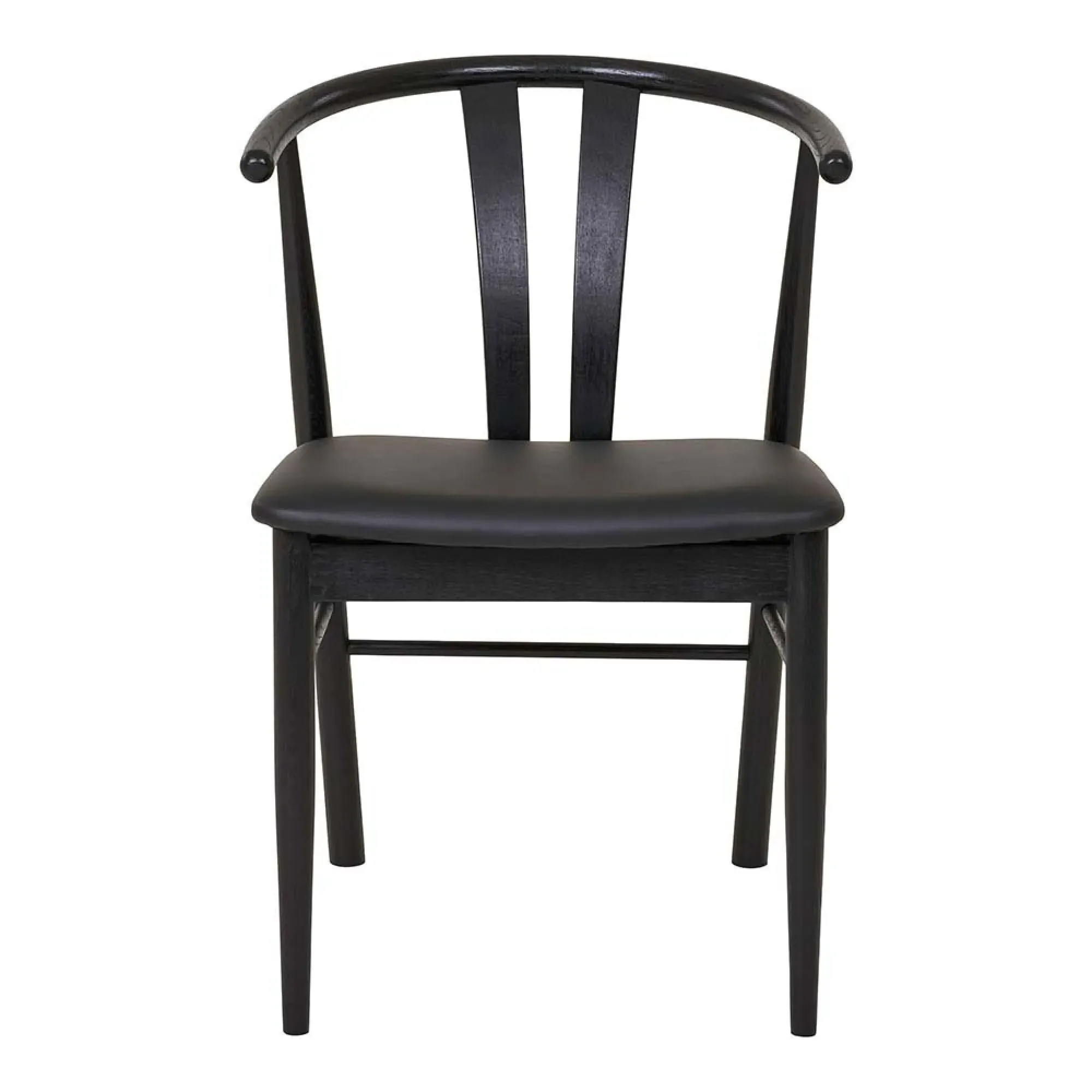 Artenara Curved Dining Chair - Black, Faux Leather