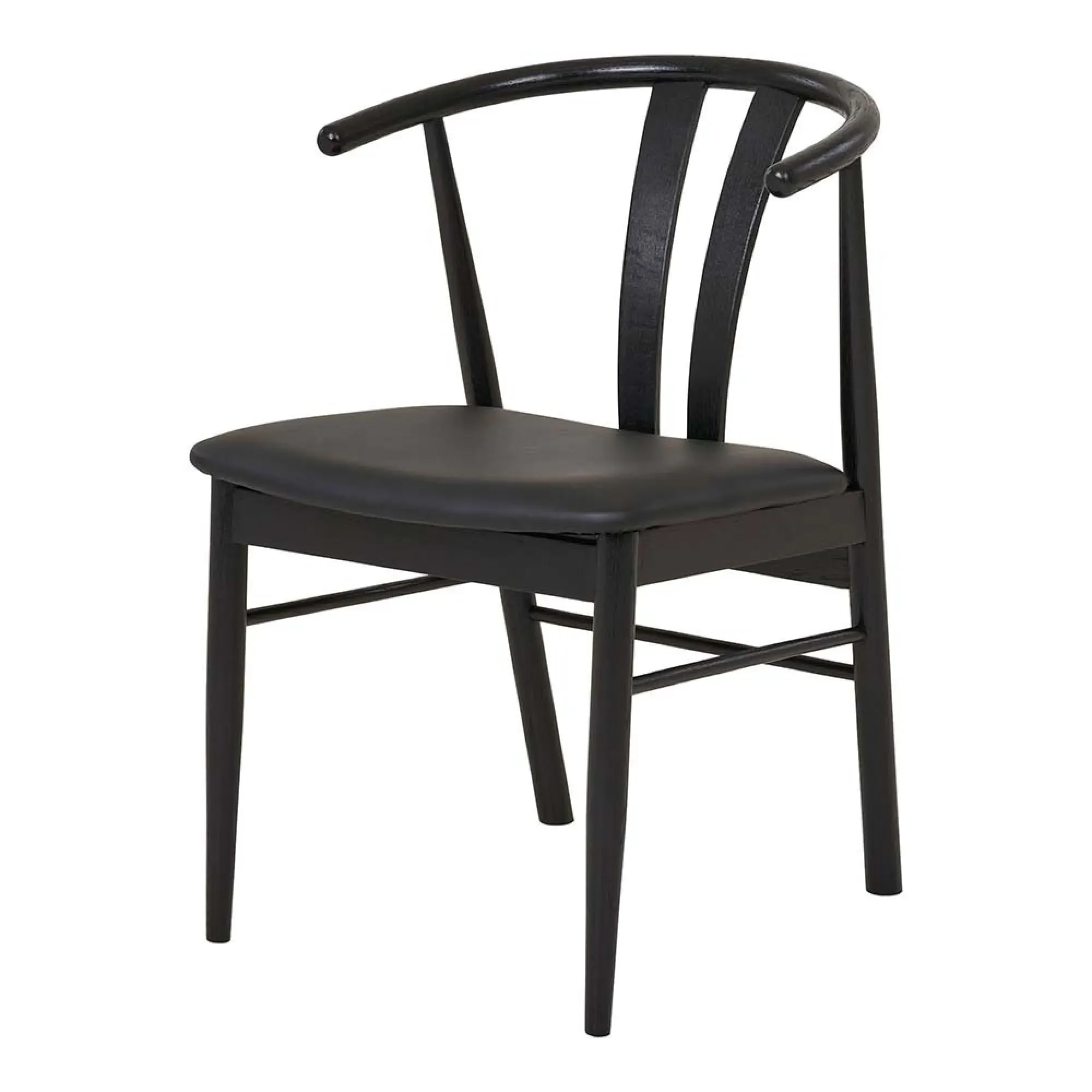 Artenara Curved Dining Chair - Black, Faux Leather
