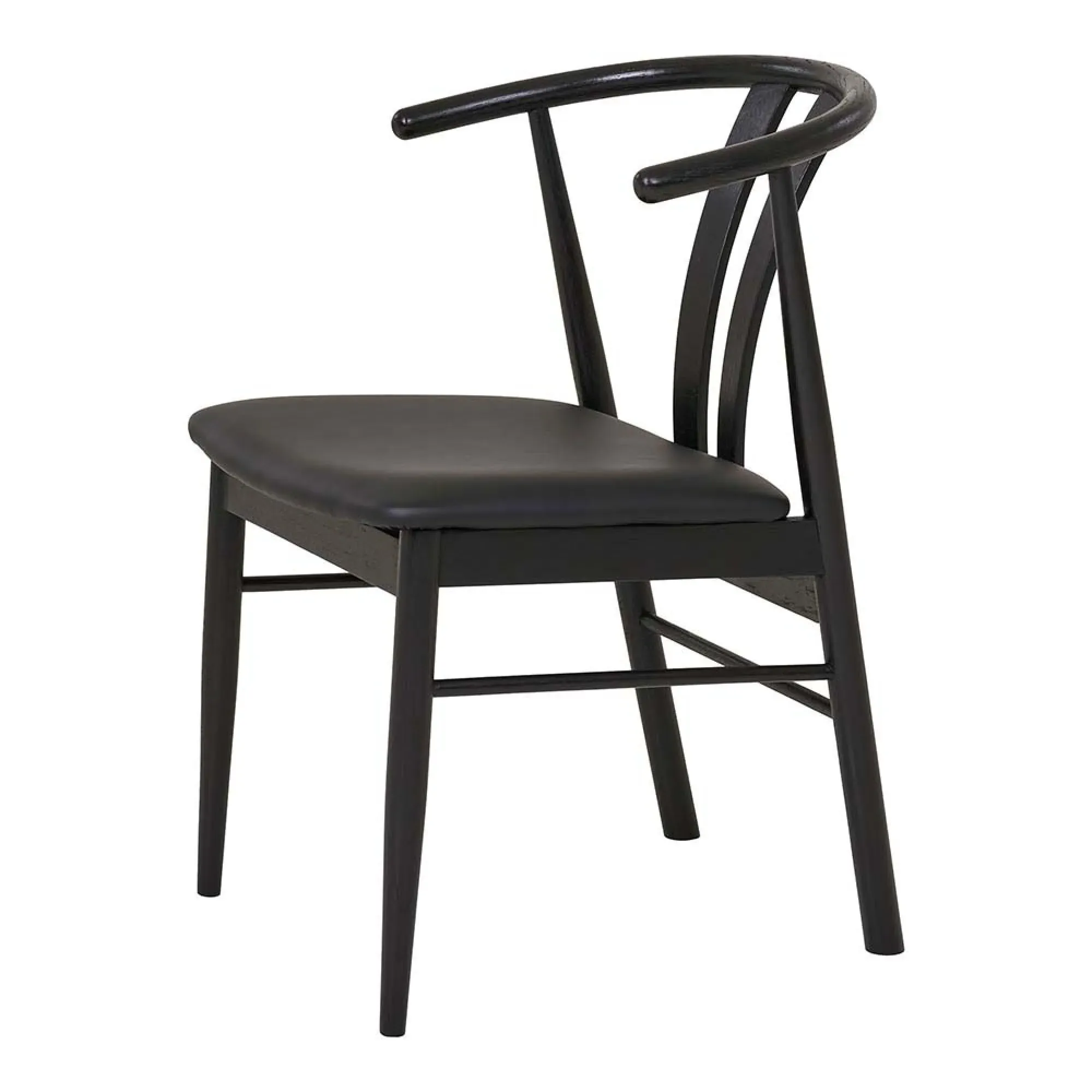 Artenara Curved Dining Chair - Black, Faux Leather