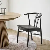 Artenara Curved Dining Chair - Black, Faux Leather