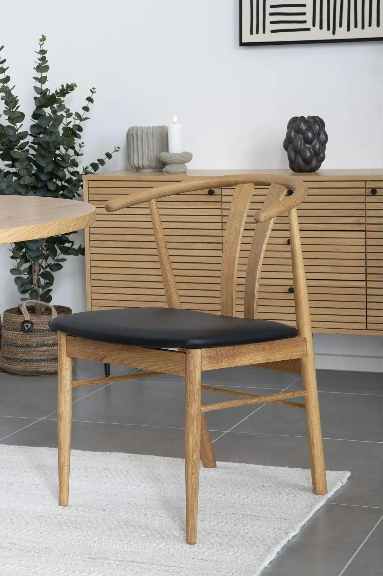 Artenara Curved Dining Chair - Brown, Faux Leather