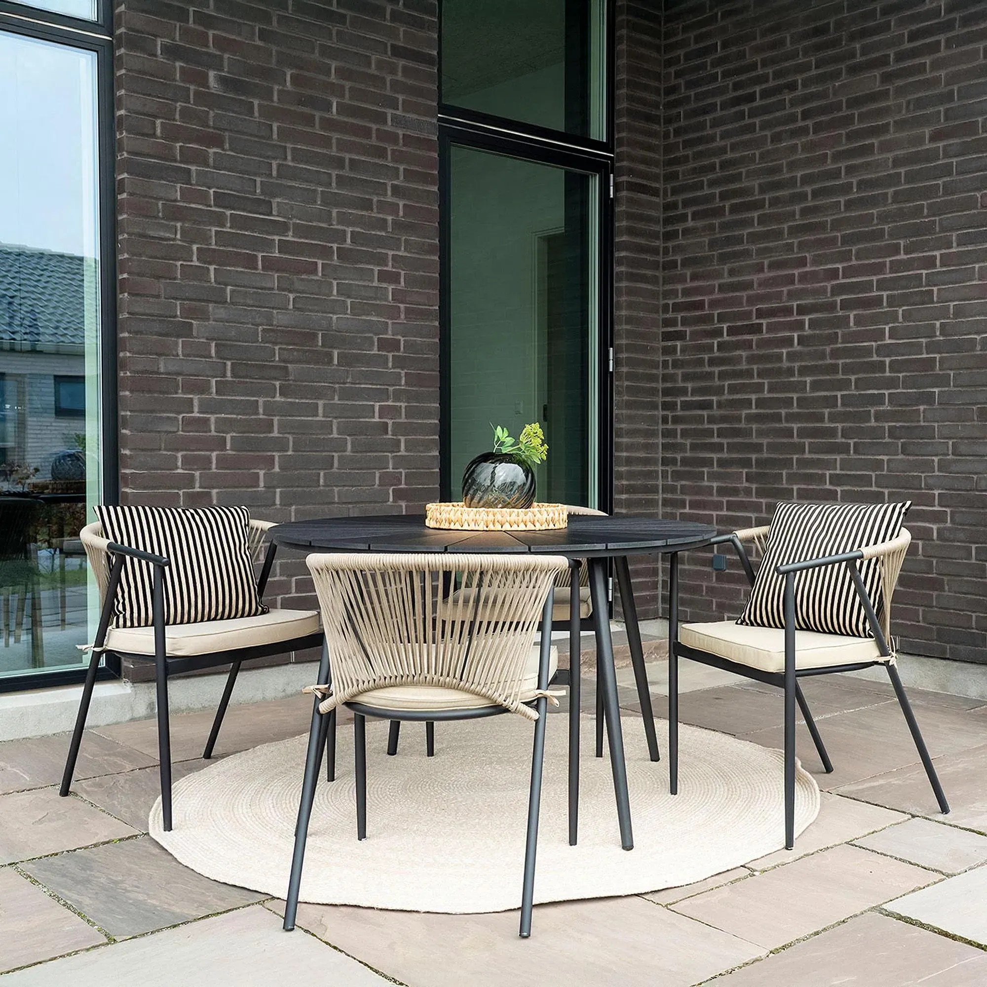 Atlanta 4-Seater Round Dining Table - Black, Wood