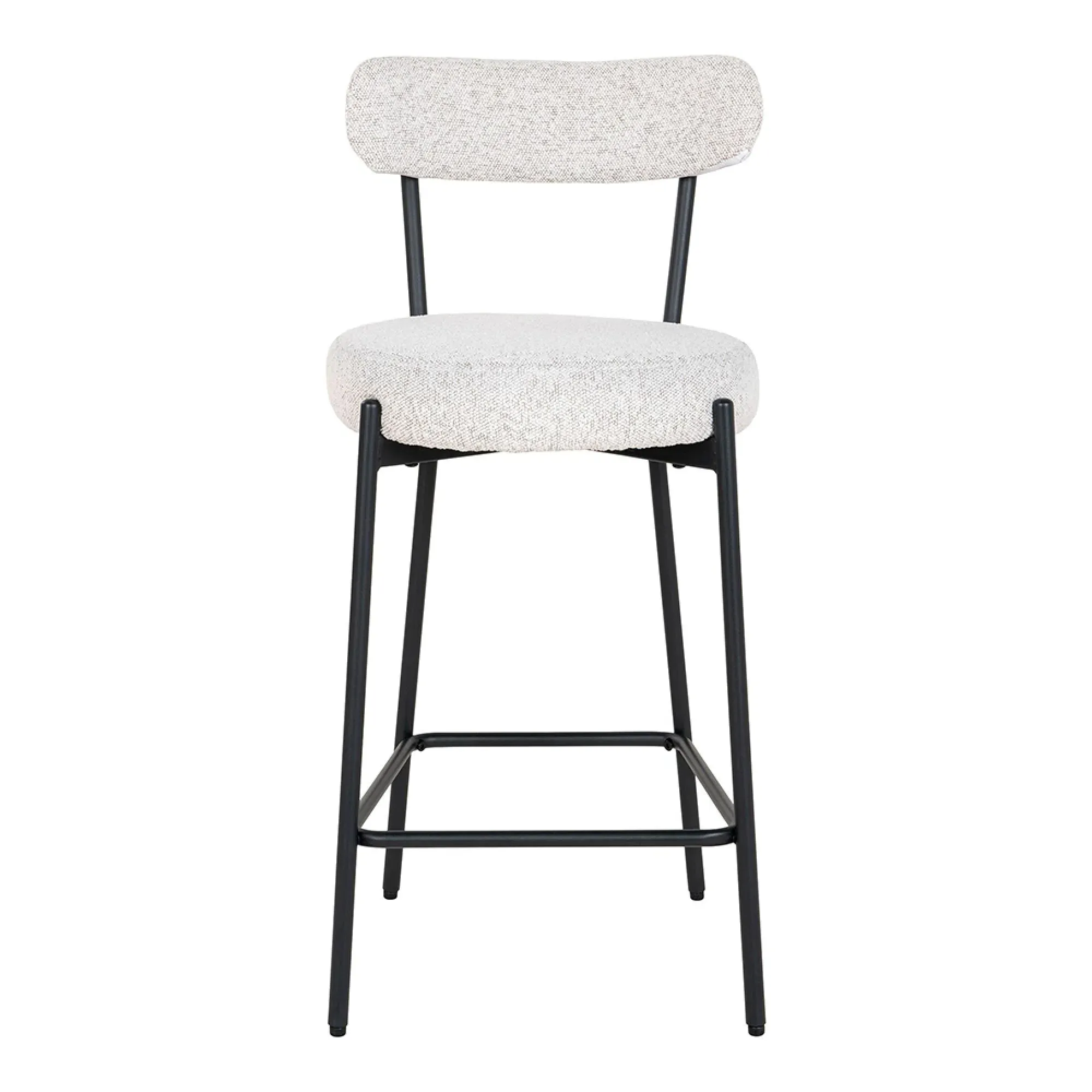 Badalona Barstool with Back - White, Boucle Fabric