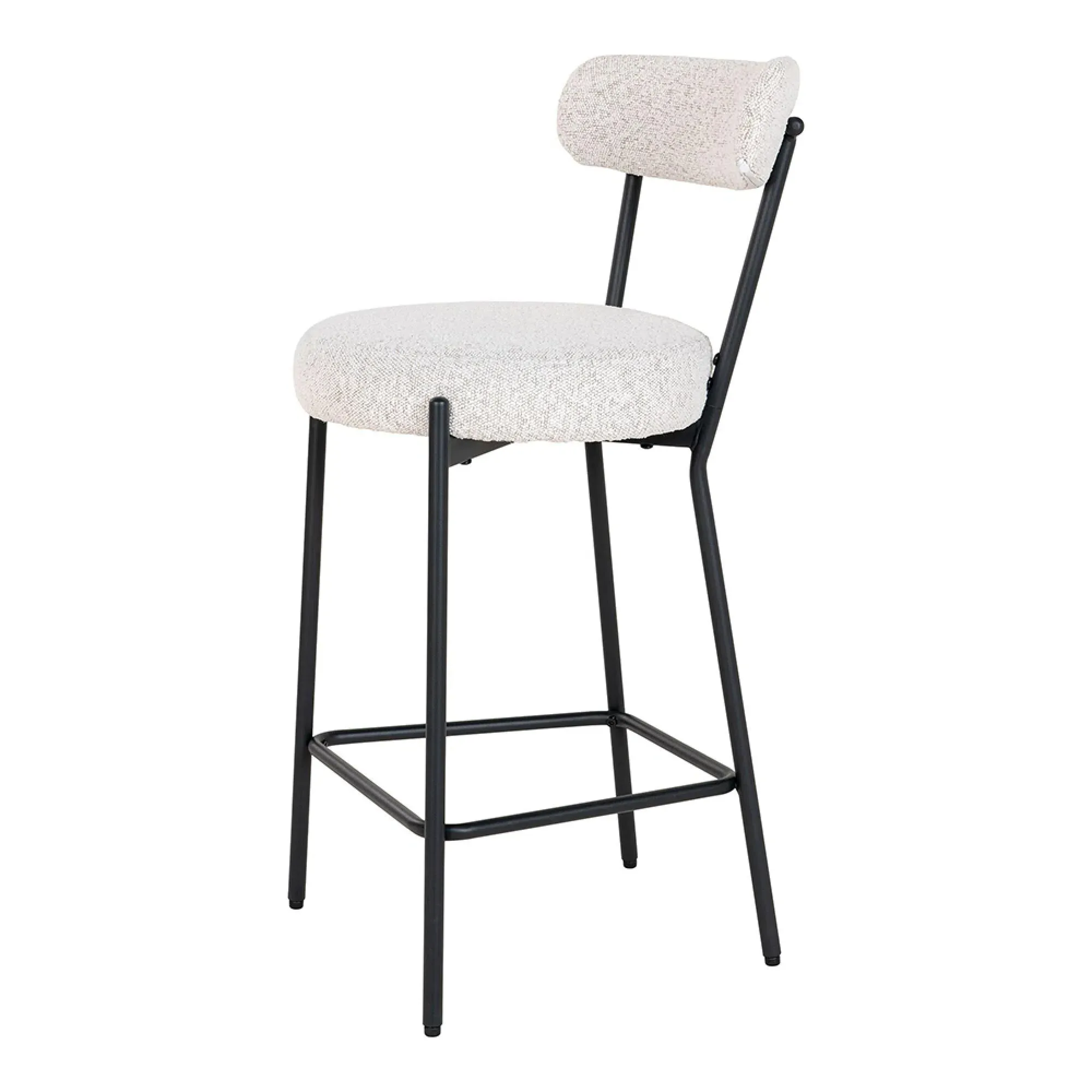 Badalona Barstool with Back - White, Boucle Fabric