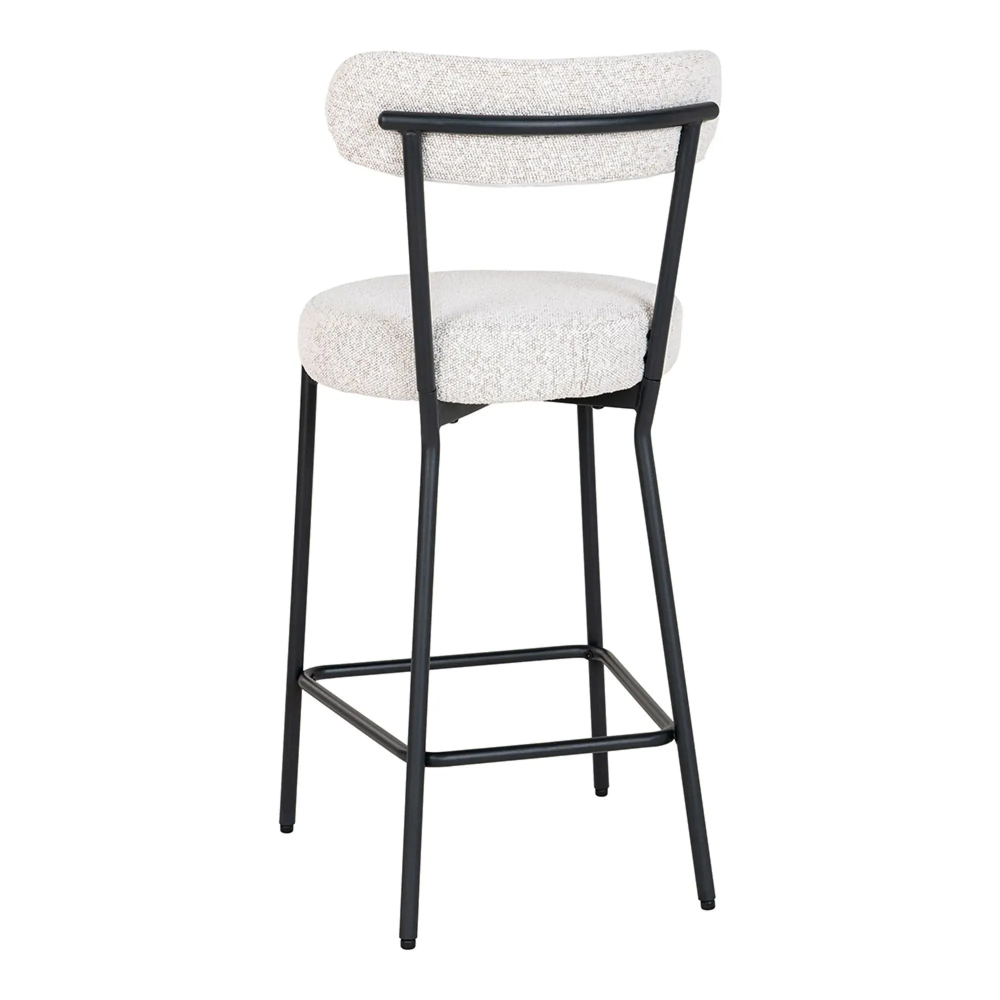 Badalona Barstool with Back - White, Boucle Fabric
