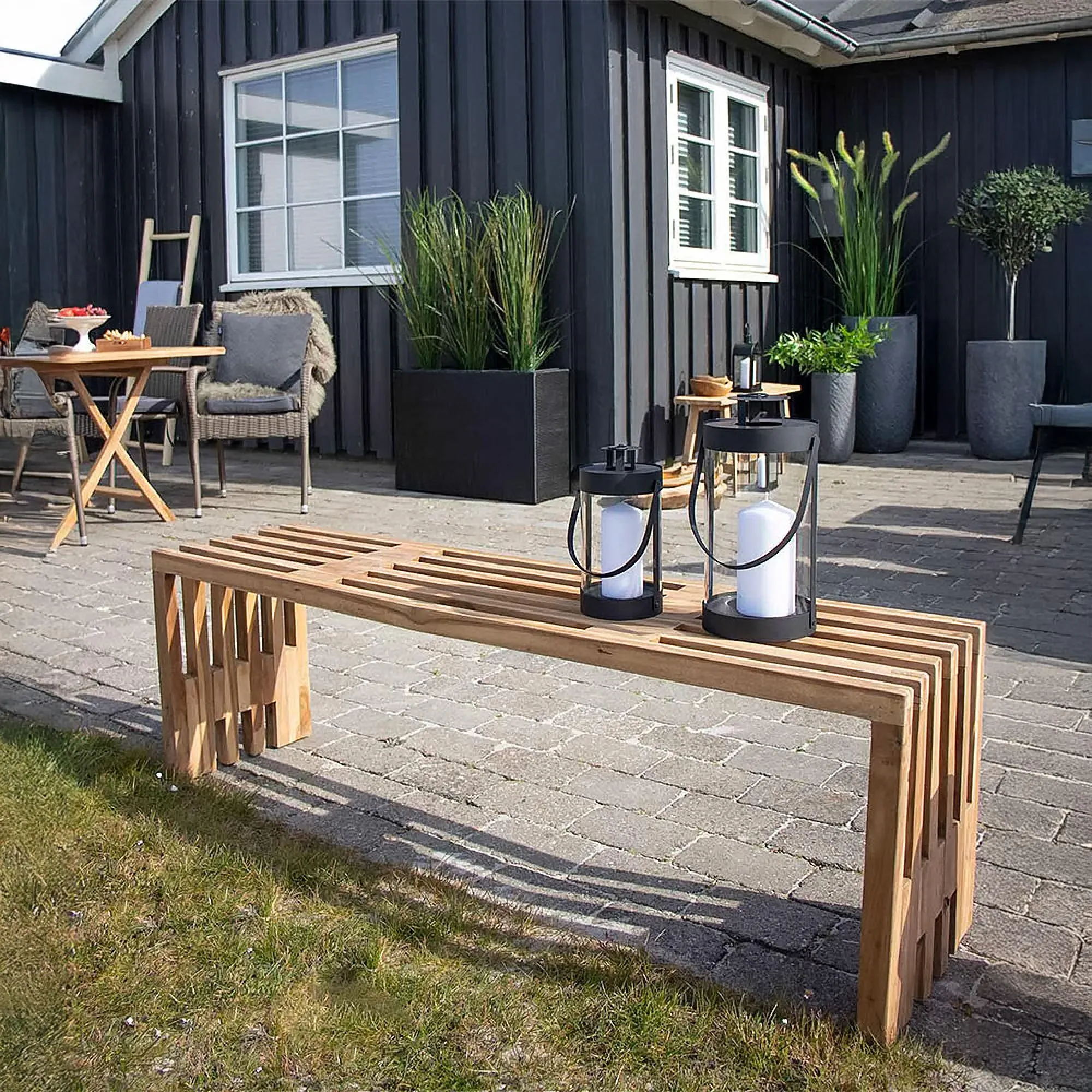 Benidorm Large Garden Bench - Natural, Teak Wood