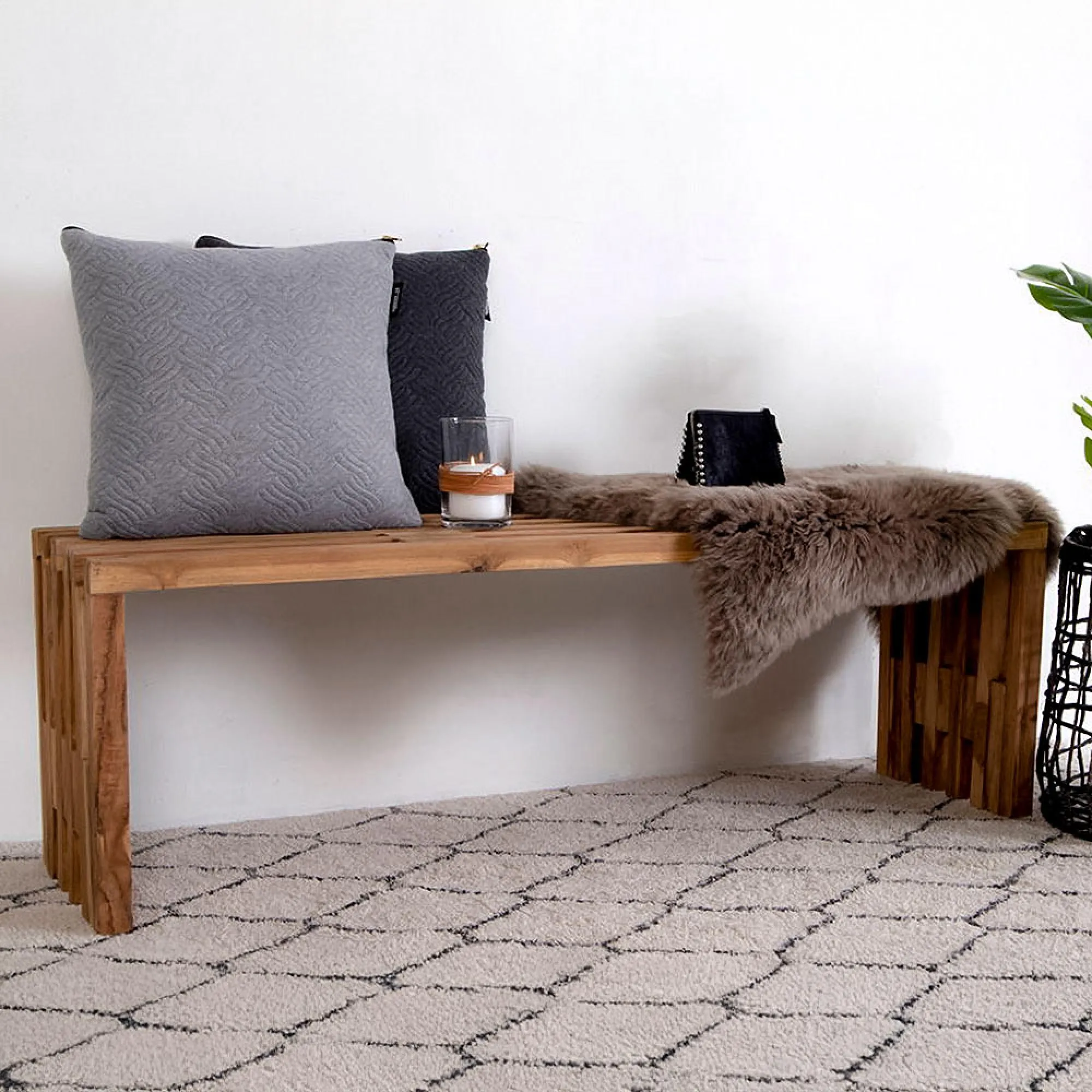 Benidorm Large Garden Bench - Natural, Teak Wood