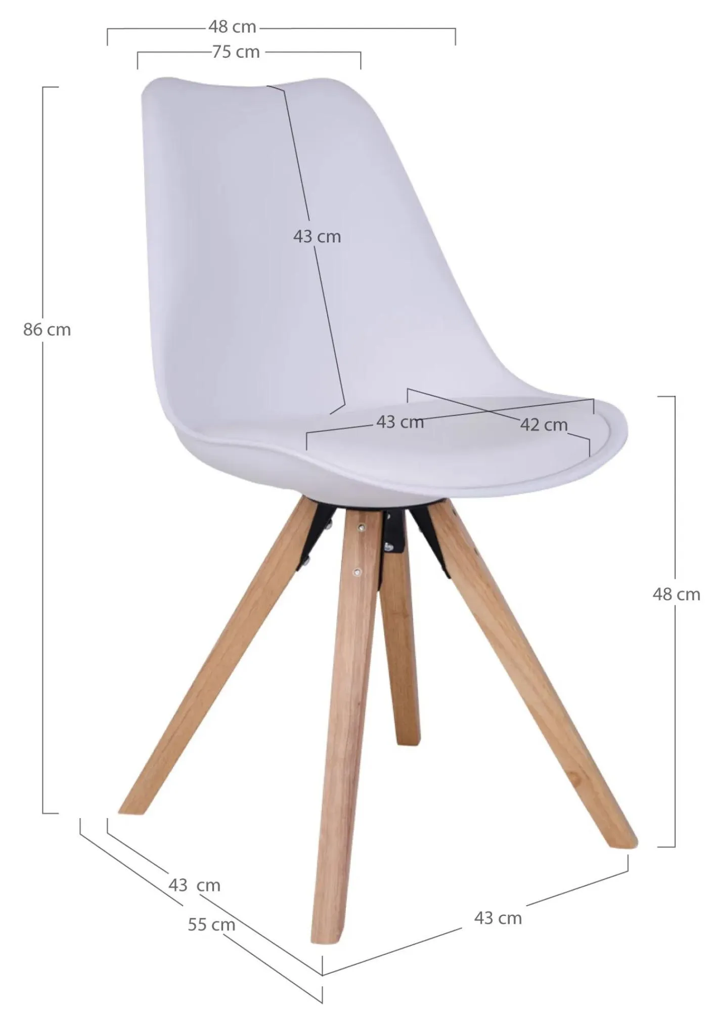 Bergen Dining Chair - White, Faux Leather