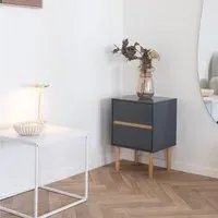 Bisley 2 Drawer Side Table - Dark Grey