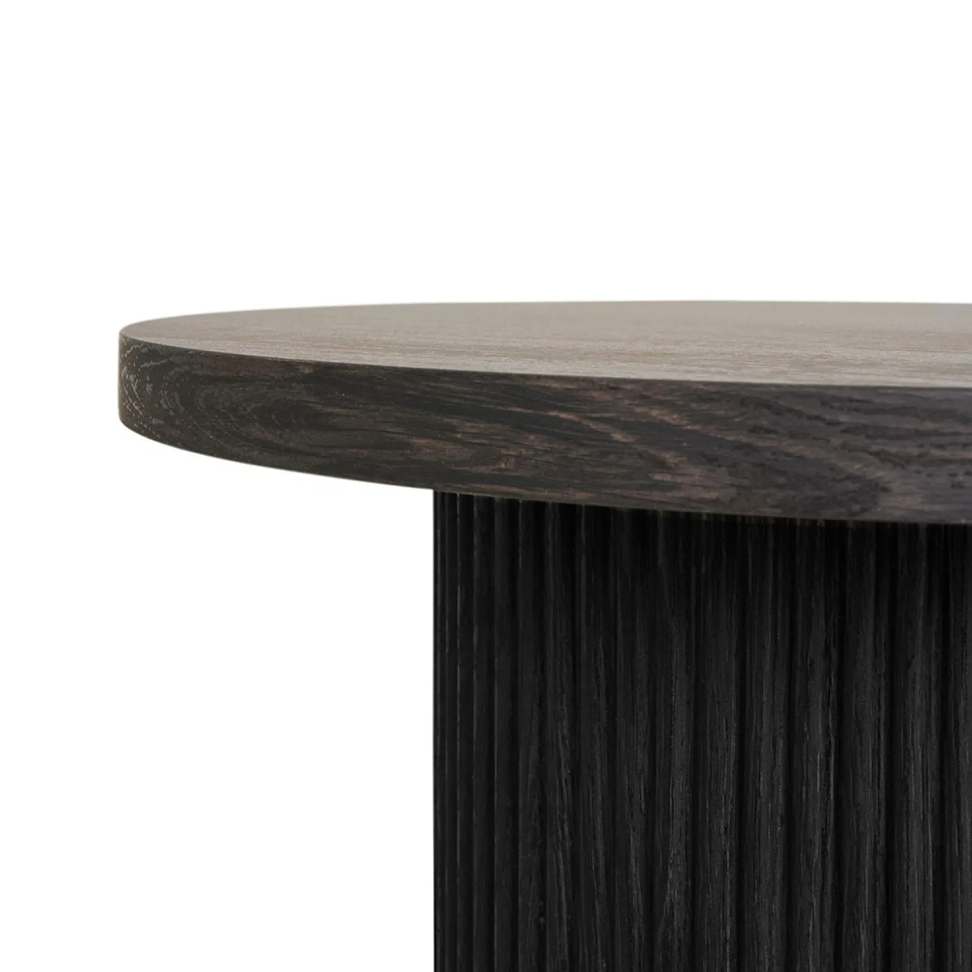 Boavista Round Fluted Side Table - Dark Brown Wood