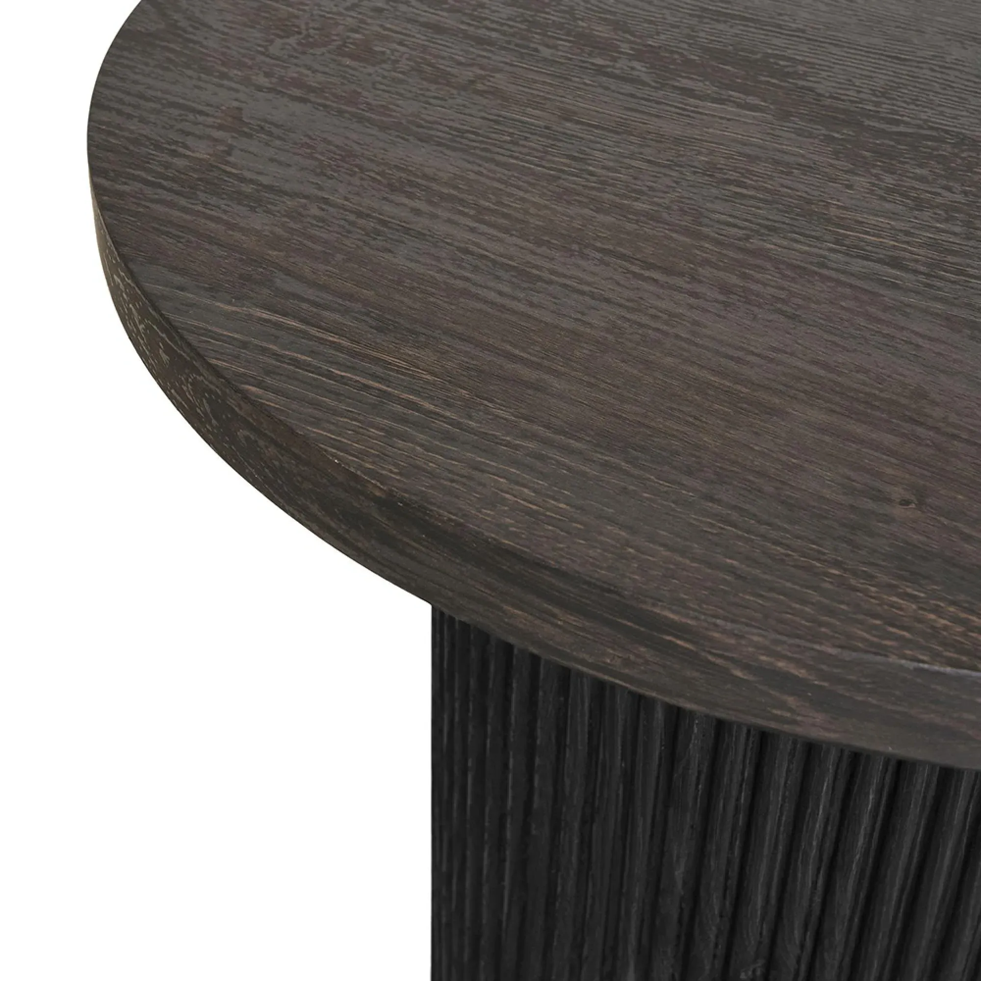 Boavista Round Fluted Side Table - Dark Brown Wood
