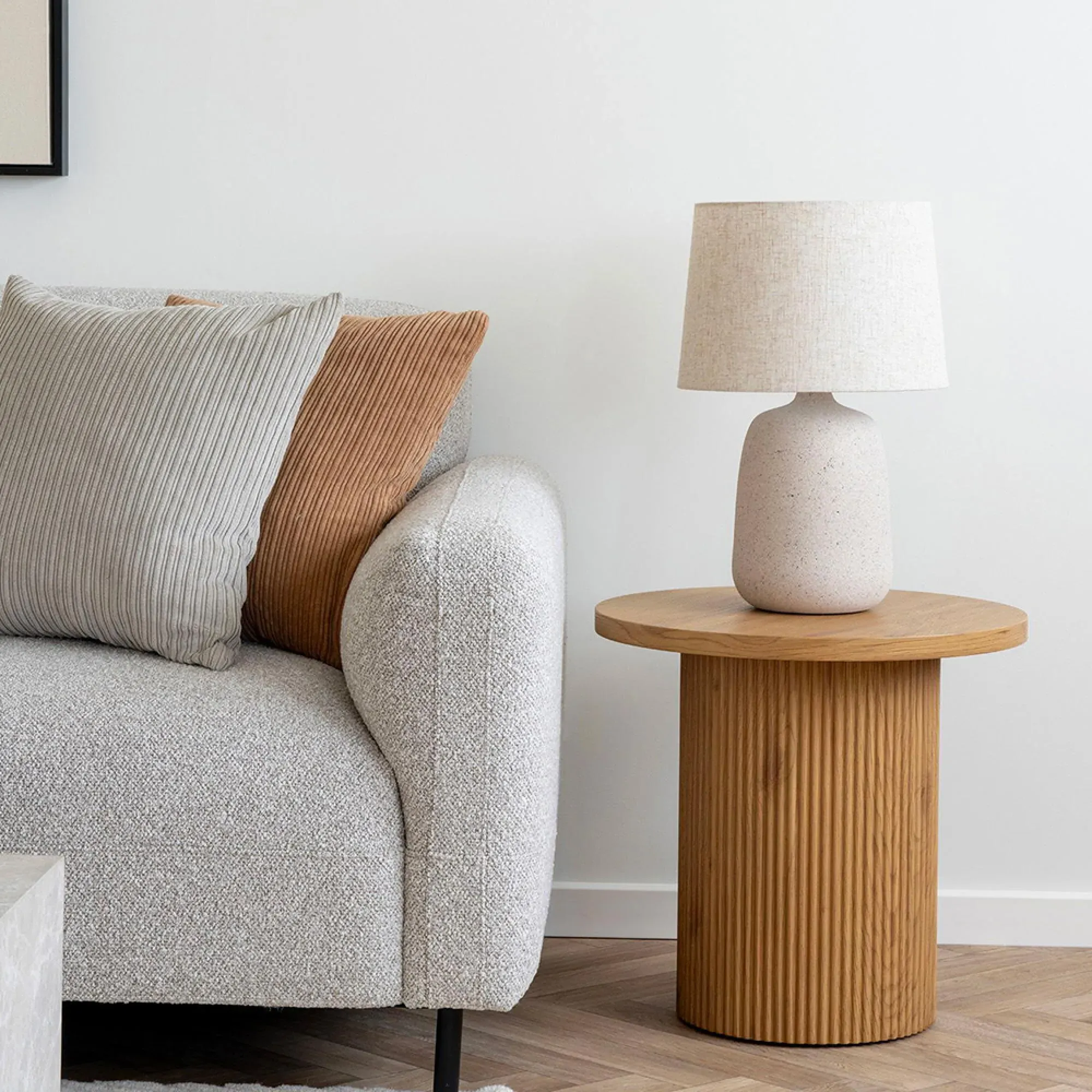 Boavista Round Fluted Side Table - Natural Wood