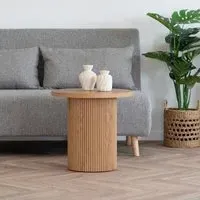Boavista Round Fluted Side Table - Natural Wood