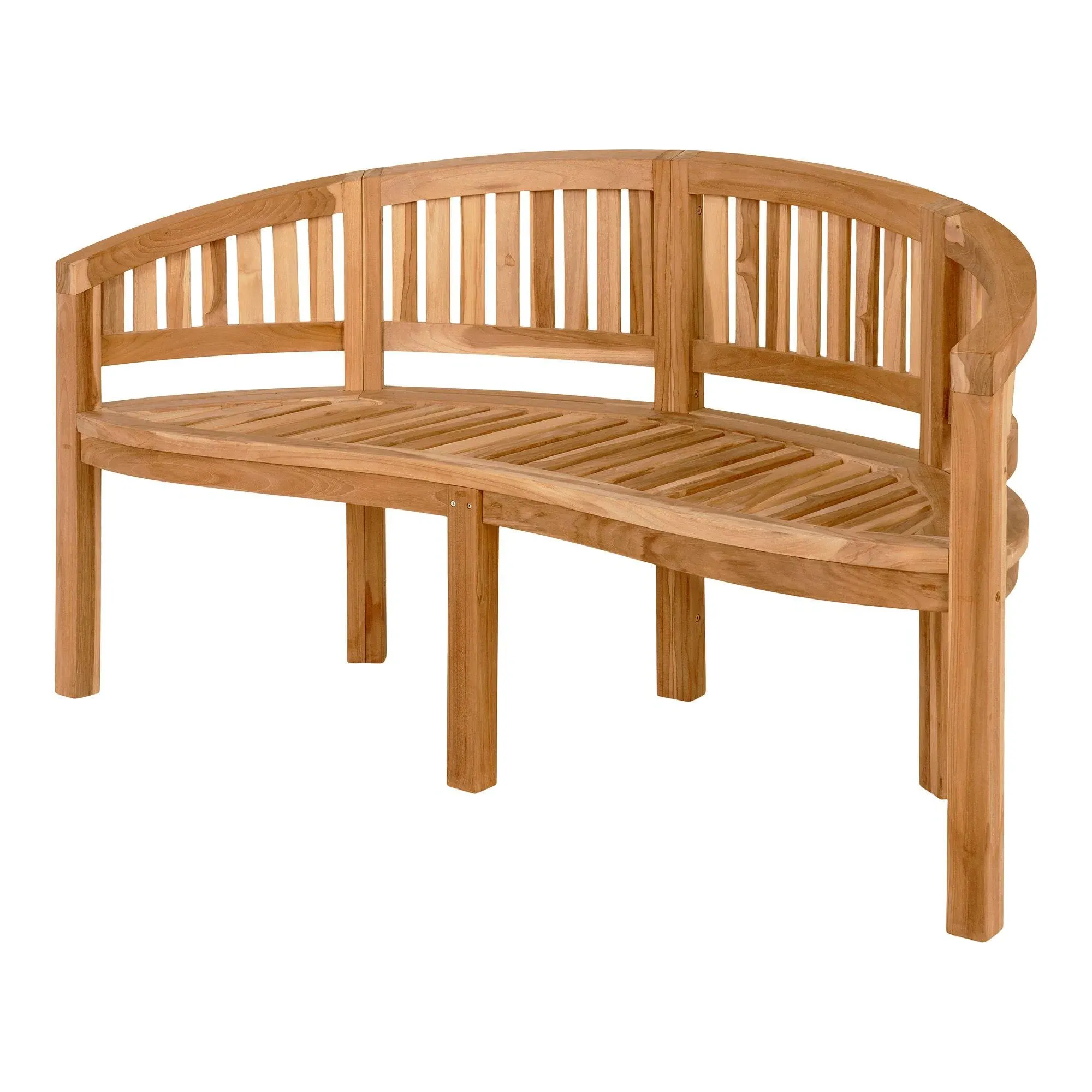 Boca Teak Wood Garden Bench with Back - Natural