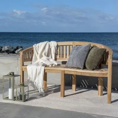 Boca Teak Wood Garden Bench with Back - Natural image