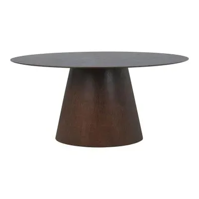 Bolton 6-Seater Oval Pedestal Dining Table - Dark Brown image