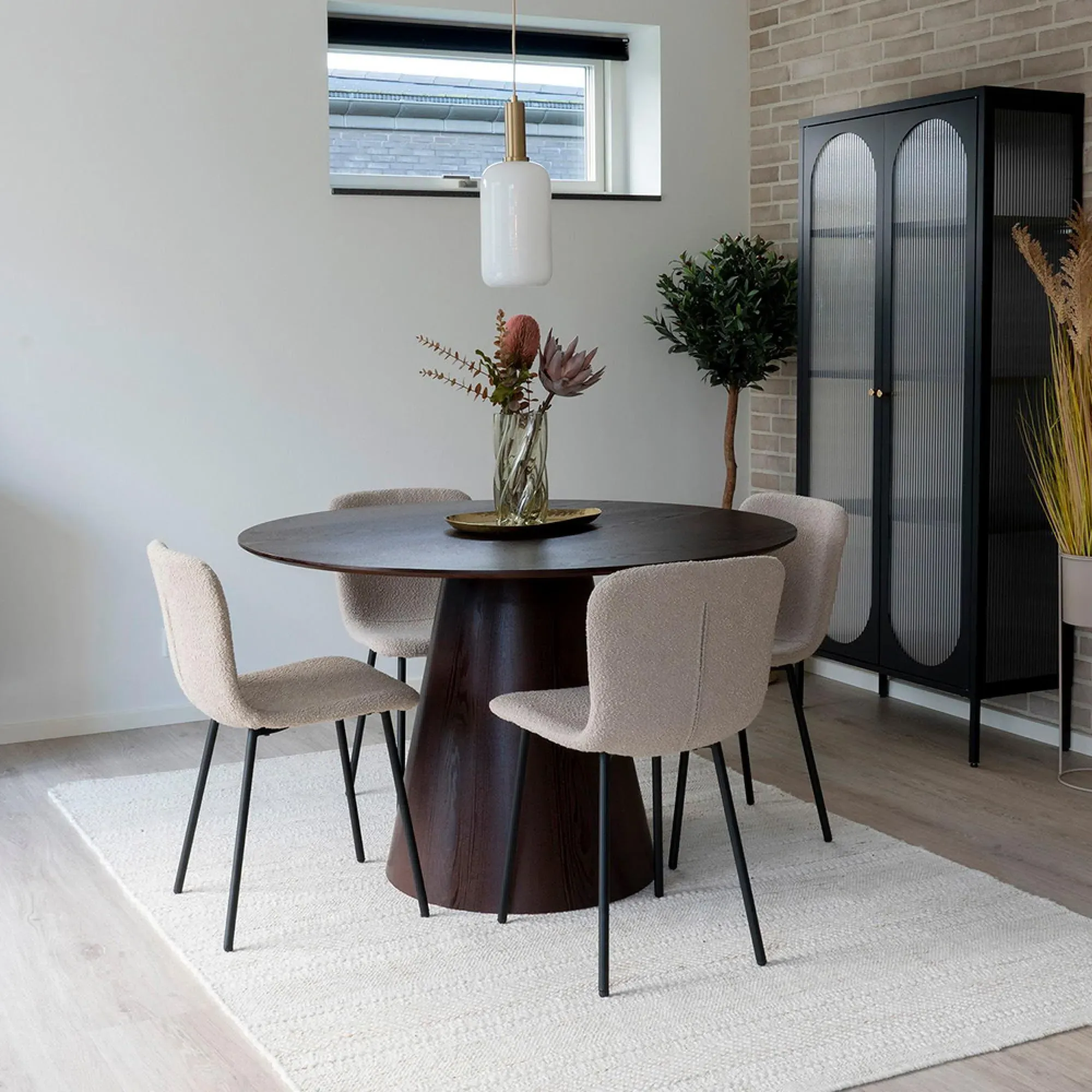 Bolton Round 4-Seater Dining Table - Dark Brown, Wood