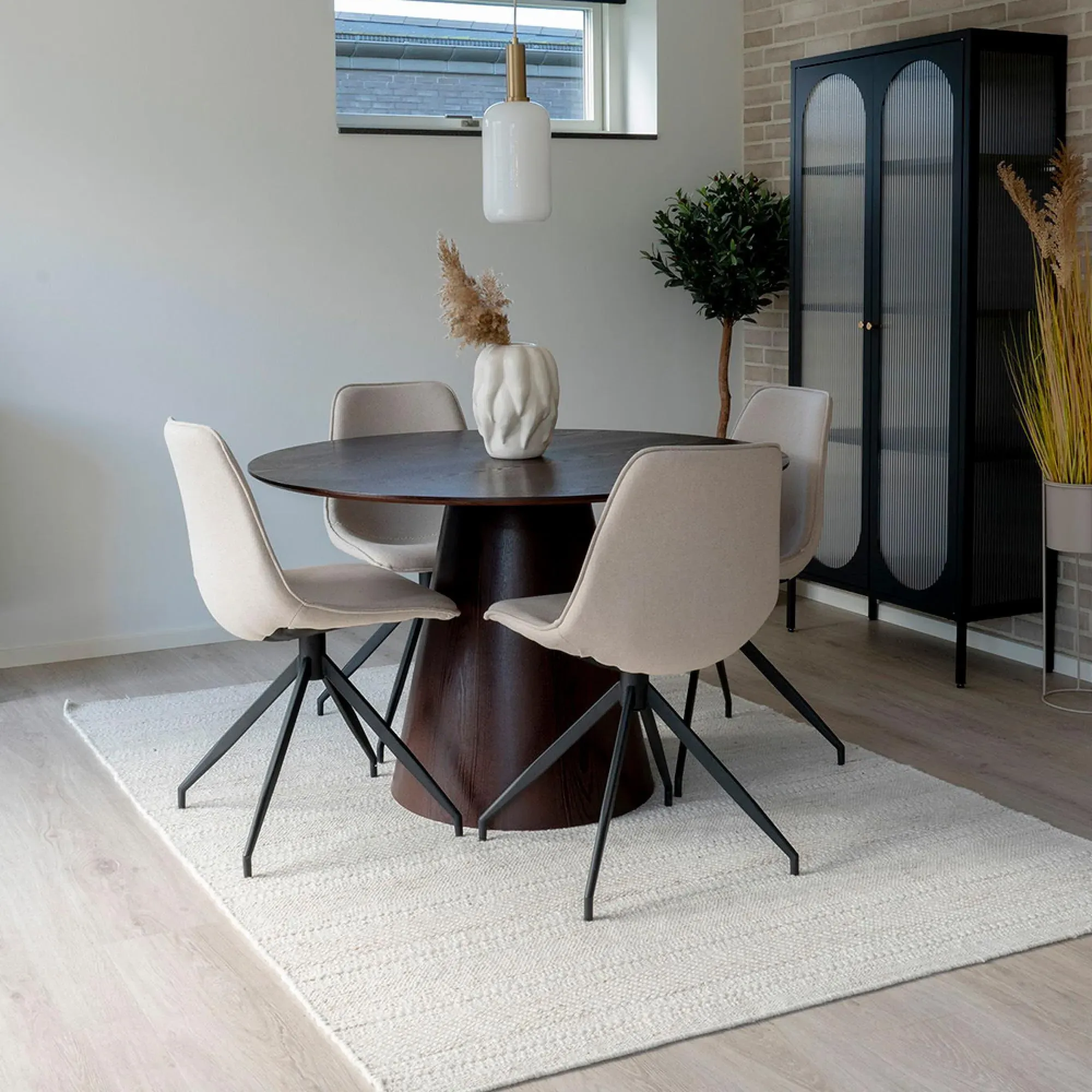 Bolton Round 4-Seater Dining Table - Dark Brown, Wood