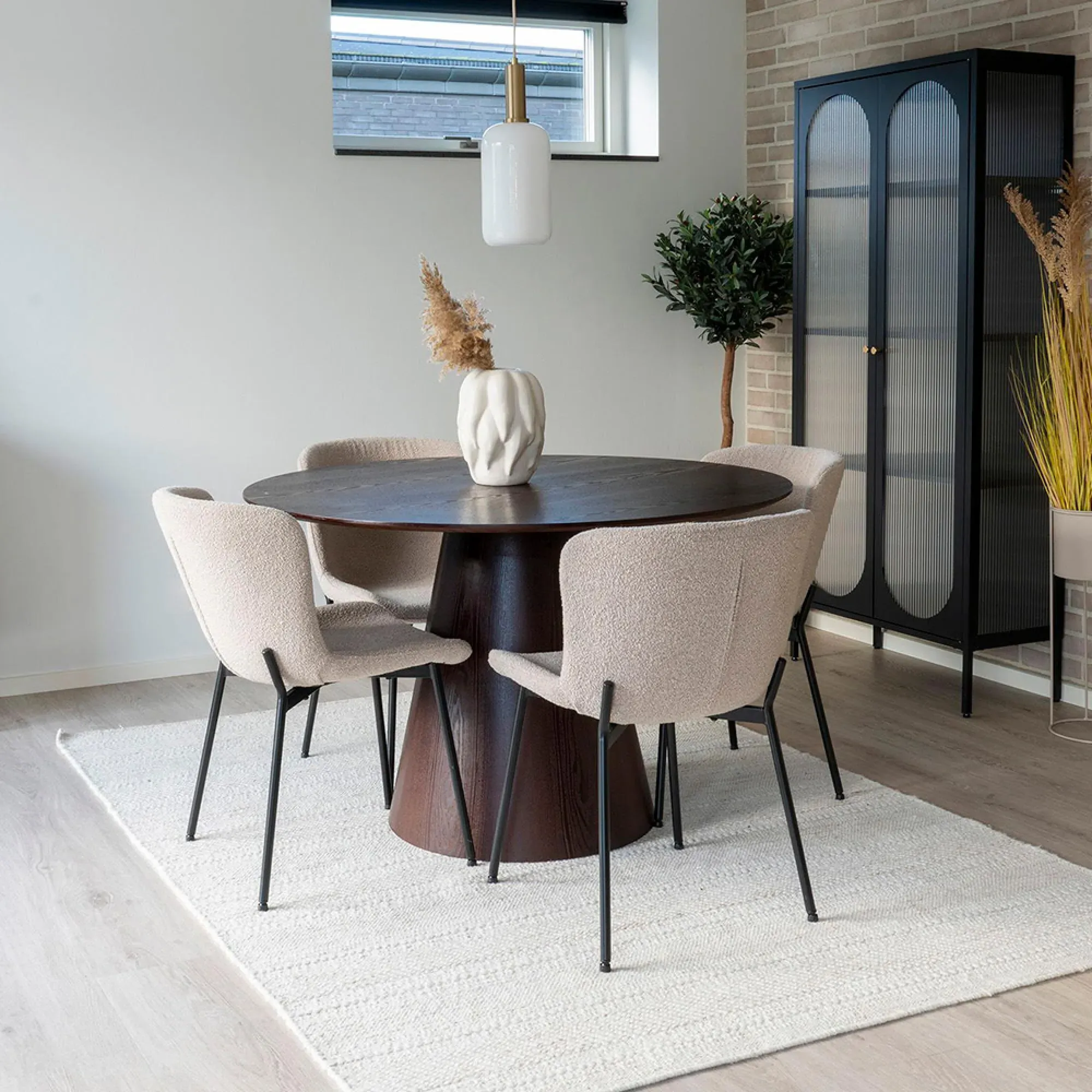 Bolton Round 4-Seater Dining Table - Dark Brown, Wood