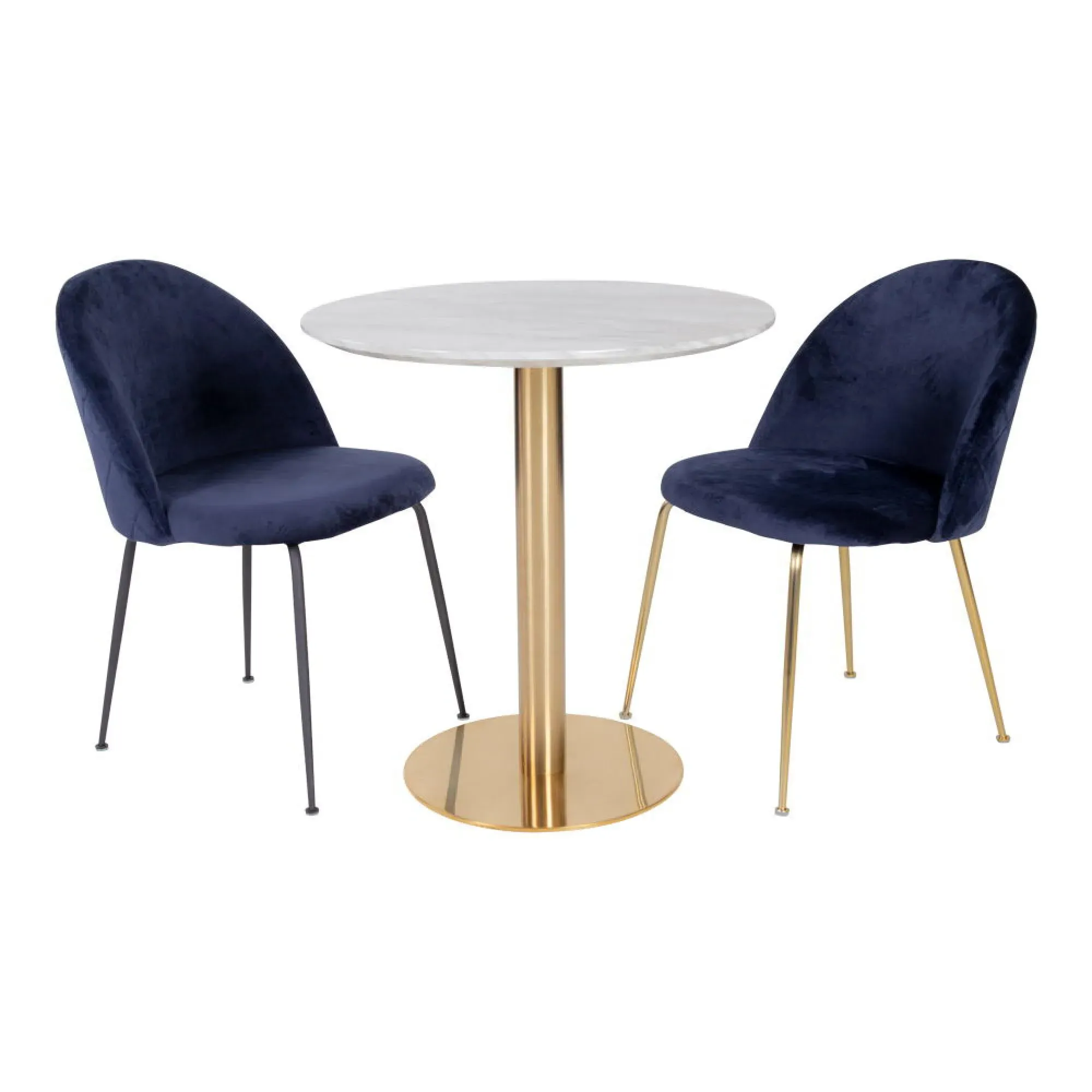 Bolzano 4-Seater Round Dining Table - White, Marble Effect