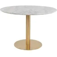 Bolzano 4-Seater Round Dining Table - White, Marble Effect
