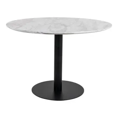 Bolzano 4-Seater Round Dining Table - White, Marble Effect image