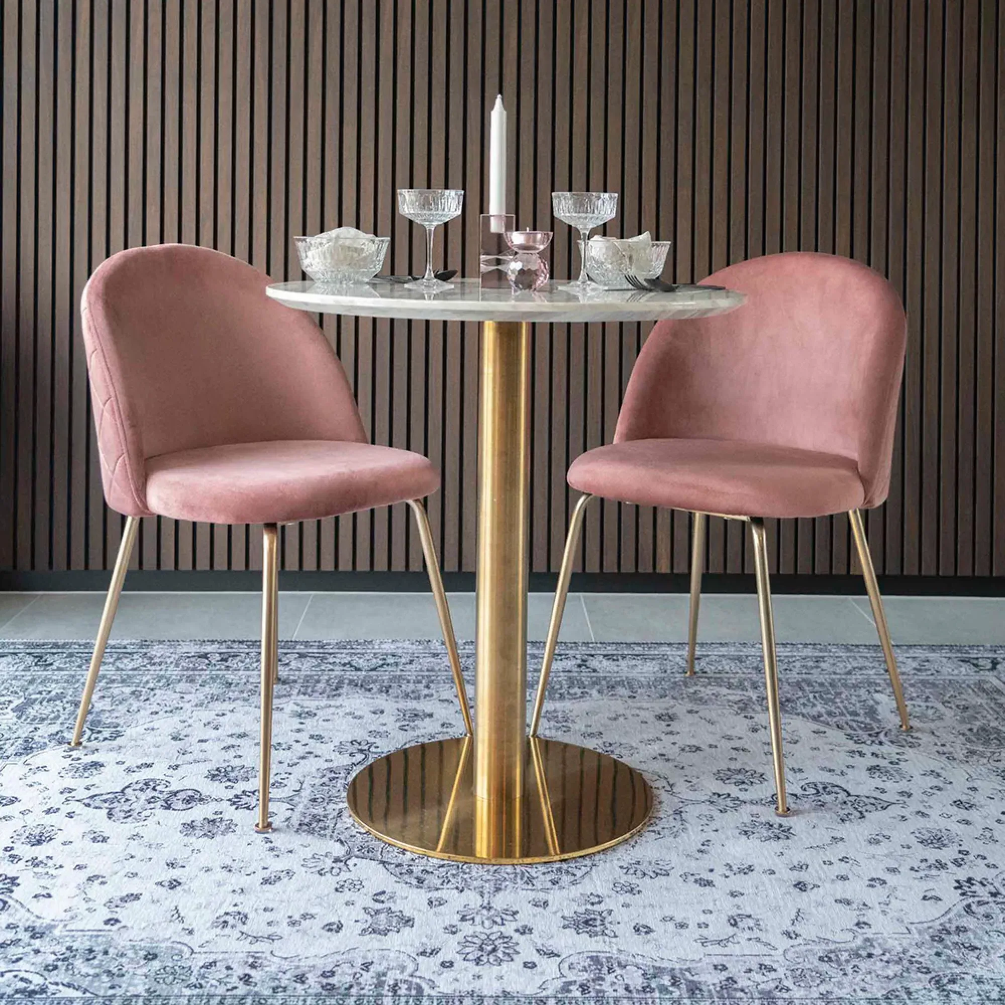 Bolzano Large Round Bar Table - White, Gold