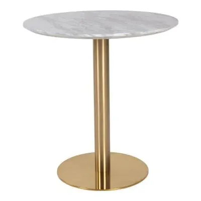 Bolzano Large Round Bar Table - White, Gold image