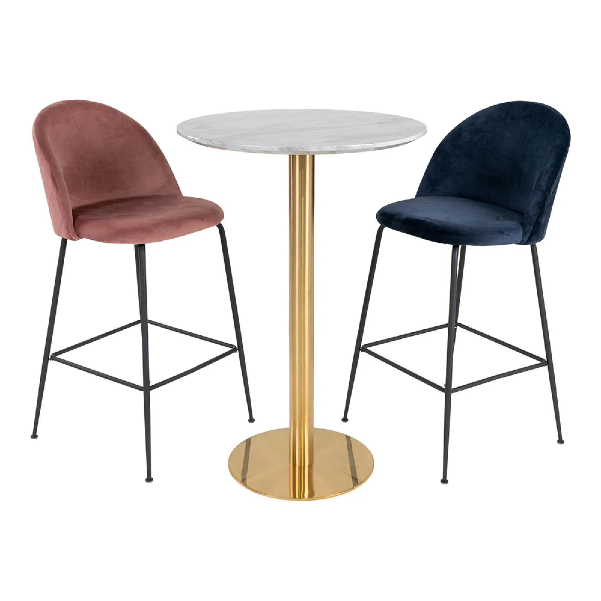 Bolzano Round Bar Table - White, Gold